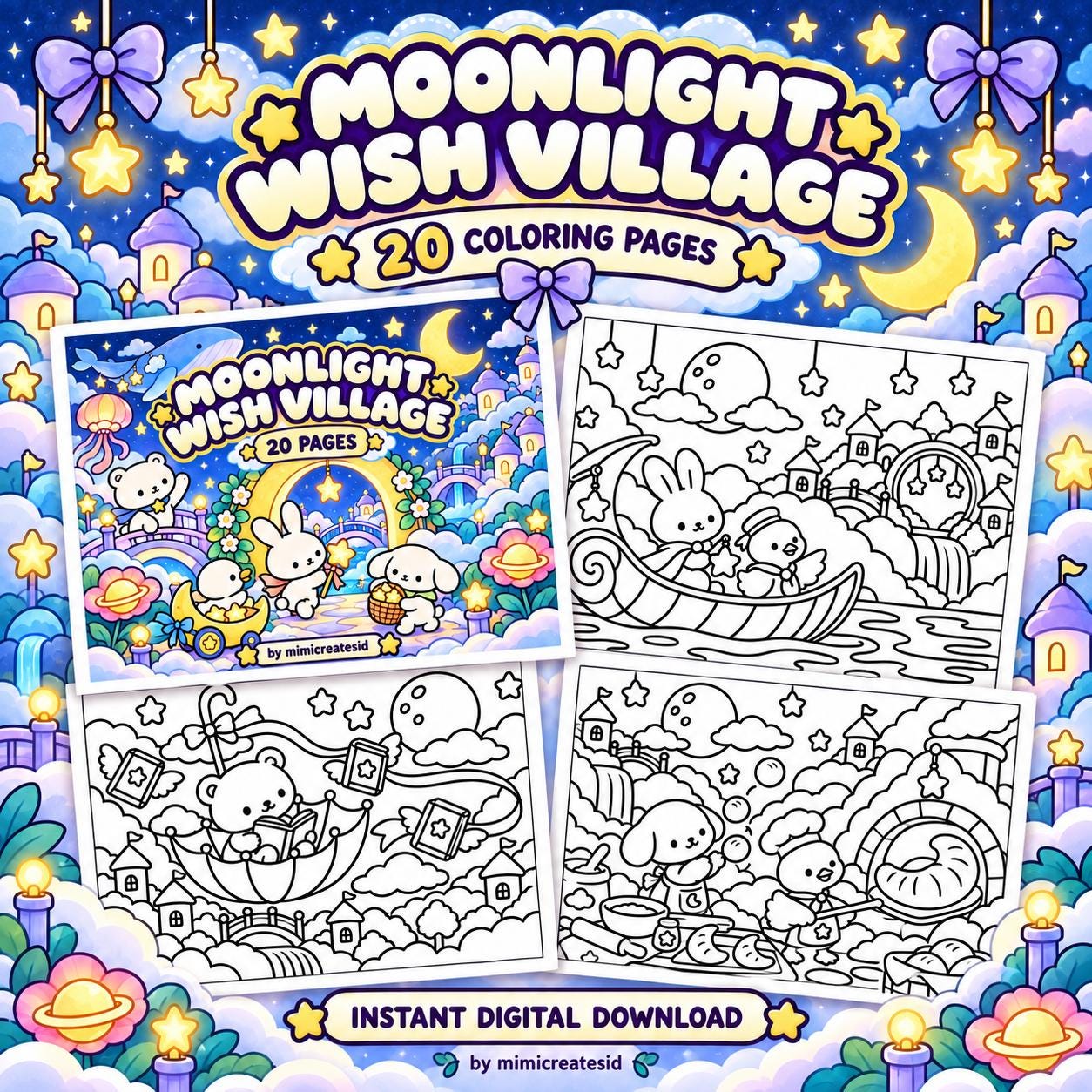 Buku Mewarnai Anak Moonlight Wish Village – gambar 1