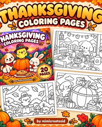 Coloring Book Thanksgiving Kawaii – gambar 1